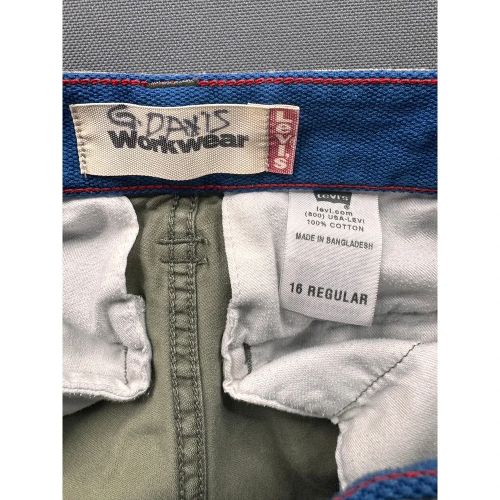 Levi's Workwear Cargo‎ Pants Boys Olive Green Canvas 16 Regular